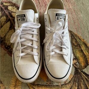 Converse Classic All Star White Leather Sneakers Women’s 9 Men’s 7